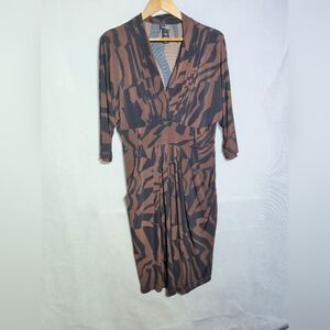 Bisou Bisou Brown and Black Sz 16 Patterned Dress